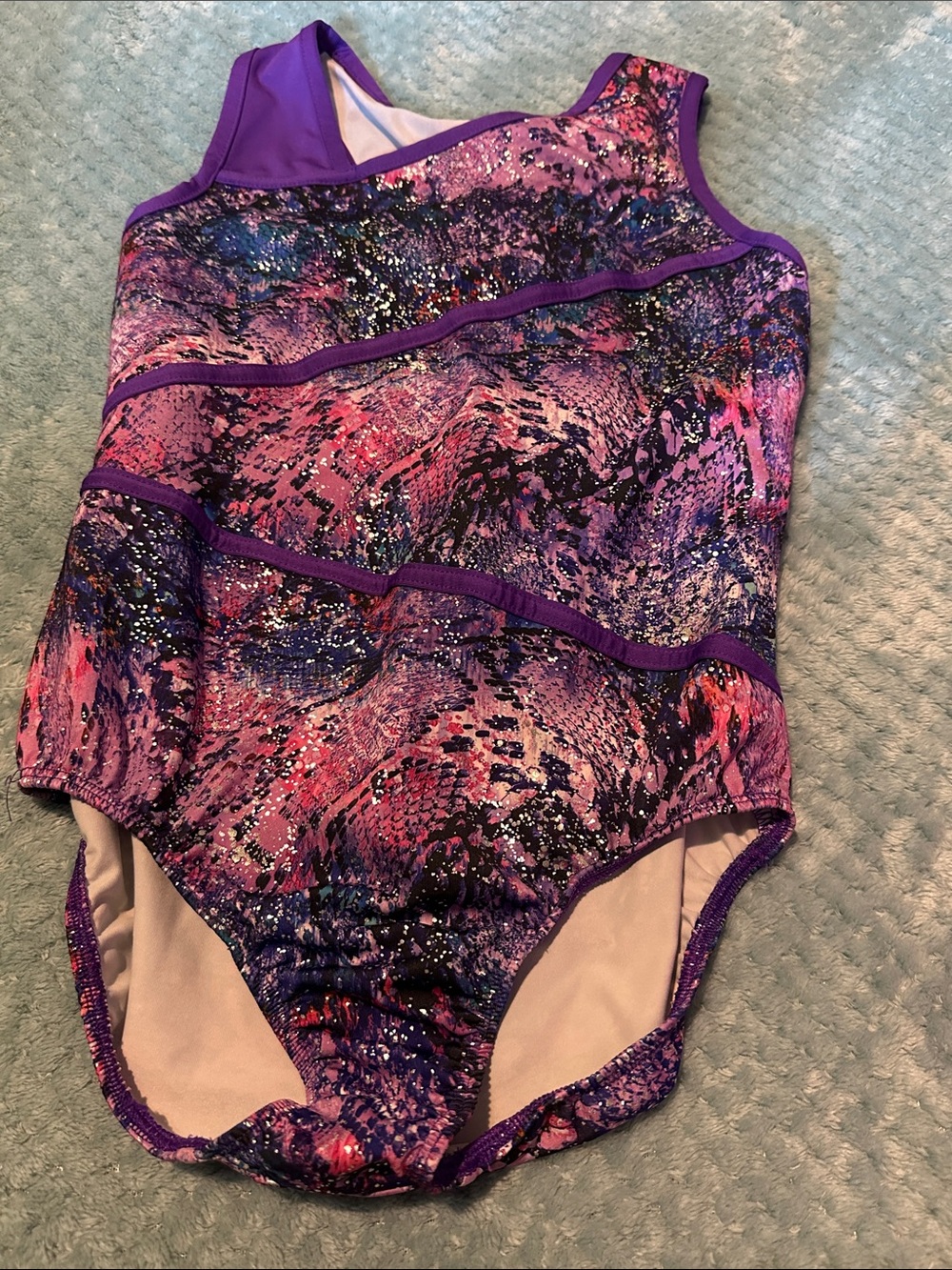 Girl’s Leotard— Purple/Pink Abstract Print